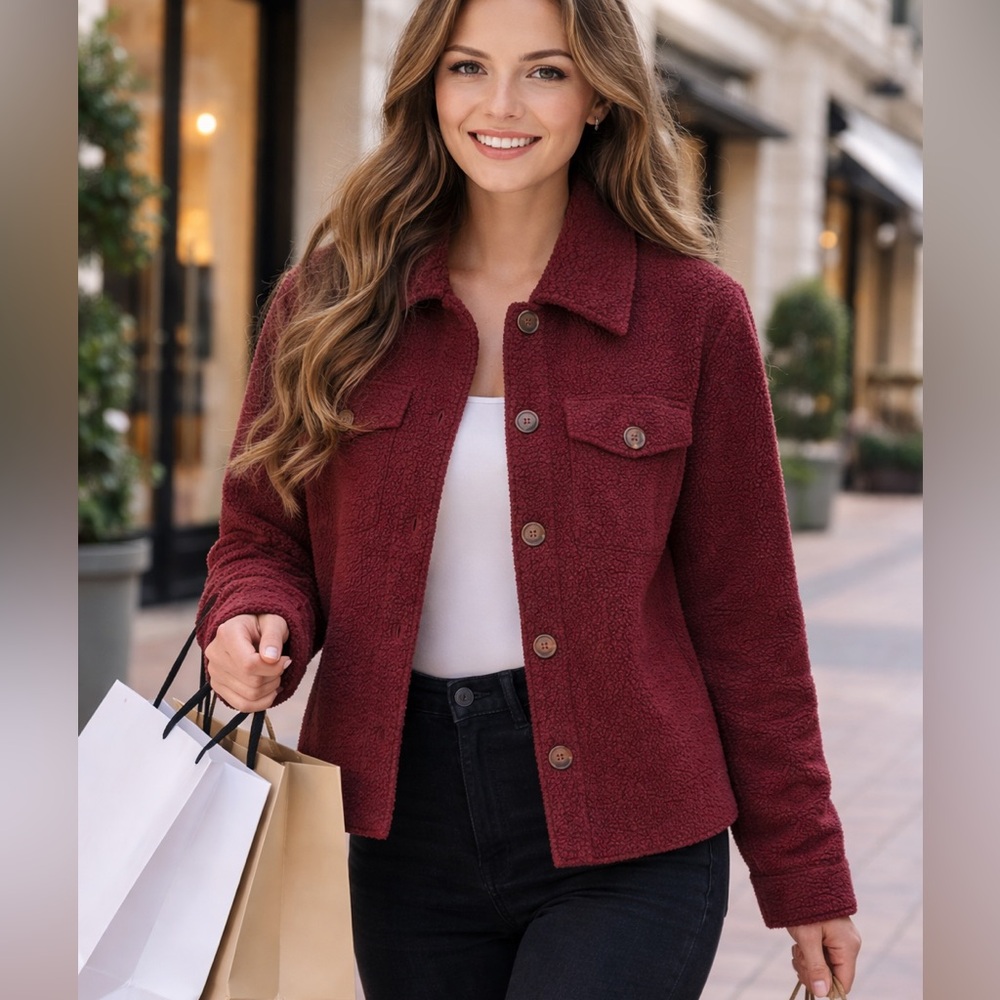 Chelsea & Violet Burgundy Teddy Jacket